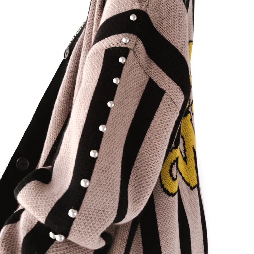 Striped Black and Cream Cardigan - Picture 2 of 10